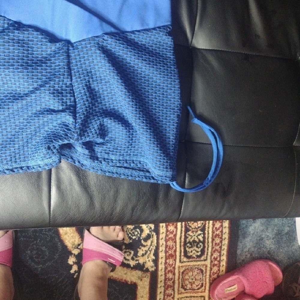 Blue Textured Shorts with Drawstring AKA Tik Tok Leggings​ - Picture 3 of 4